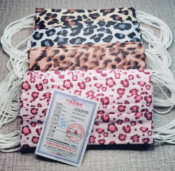 

4style 2021 leopard print disposable face masks men women sport 95% filtration efficiency dustproof prevention of influenza face masks
