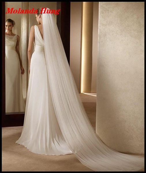 

bridal veils molanda hung wedding accessories 3 meters 2 layer veil white ivory simple with comb, Black