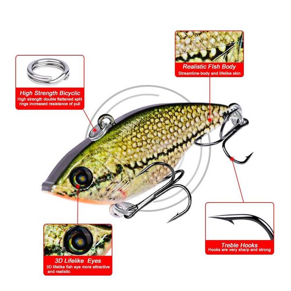 

mixed 10 color 5.4cm 14g vib fishing hooks fishhooks 8# hook plastic hard baits & lures pesca fishing tac jlljji sport77777