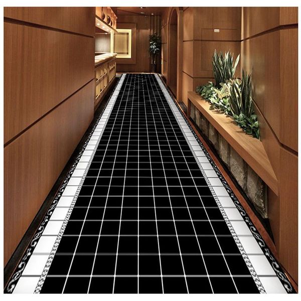 

carpets 3d black/white plaid hallway carpet el corridor kitchen rug living room bedroom mat wedding decor area home aisle