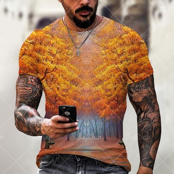 

men's t-shirts natural scenery print oversized 3d t shirt men women summer holiday beach style short sleeve tees casual clothes 6xl, White;black