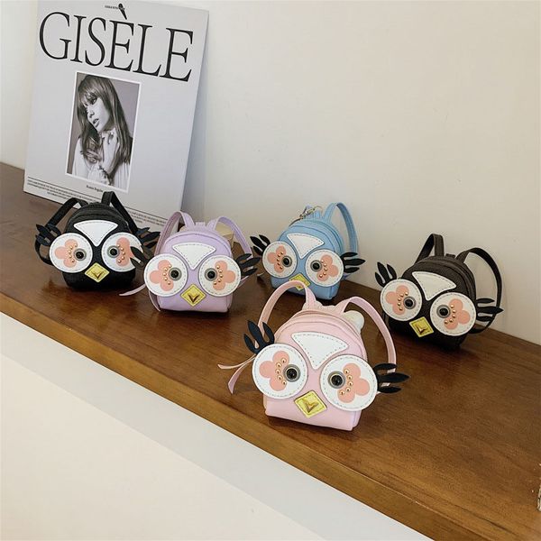 

girls bag handbags kids bags children accessories shoulder messenger fashion children spring owl cartoon cute pu change purse e1245, Black