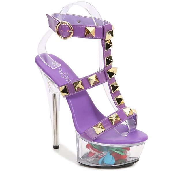 

dress shoes roman stiletto heel square toe sandals women's plus size 2021 summer style rivets, Black