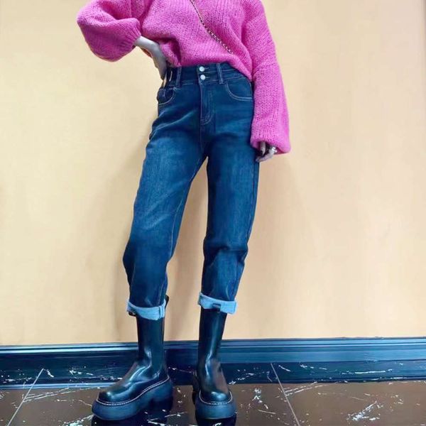 

women's autumn loose and thin pants elastic high waist, Blue