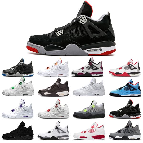 

new basketball shoes 4s man woman black cat university red neon bred alternate motorsport orange metallic white cement pure money size 36-45