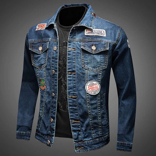 

embroidered spring and autumn korean fashion denim jacket men's wear, Black;brown