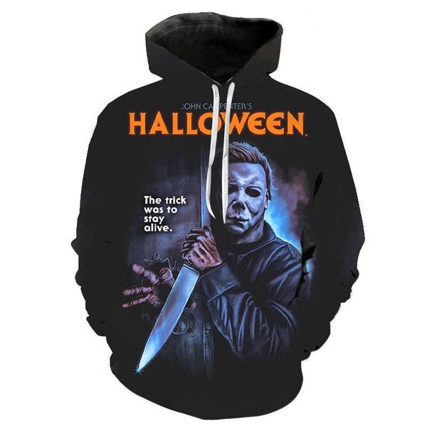 

men's hoodies & sweatshirts horror movie halloween michael myers 3d print hooded sweatshirt men women fashion hoodie pullover hip hop, Black