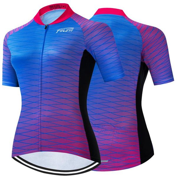 

2021 teleyi women's cycling jersey short sleeve ladies bike jersey racing mtb pro cycle wear breathable bicycle shirts, Black;red