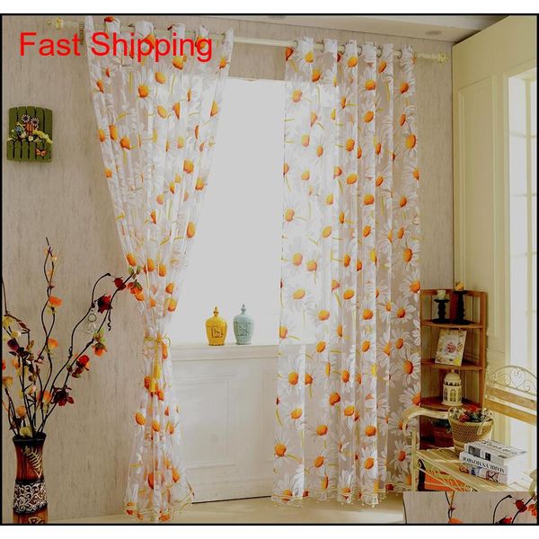 

new white orange 1*2.5m sunflower voile window panel sheer tulle drapes decorative curtains for living room jllvyq bdegarden