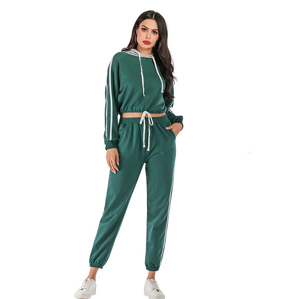 

2021 fashion casual sports spring and autumn street wear comfortable women's pure color hoodie suit o5od, White
