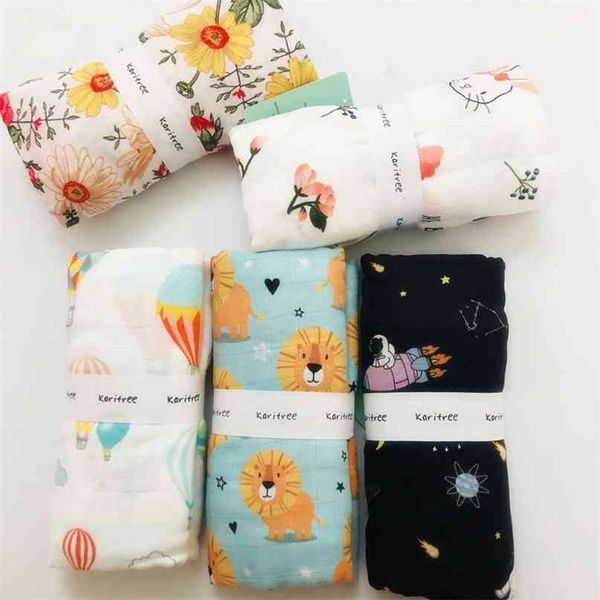 

120cm baby swaddle muslin blanket quality better than aden anais baby multi-use cotton/bamboo blanket infant wrap 210823