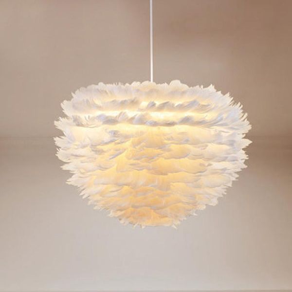

pendant lamps decorative modern white flower plume feather light led designer foyer living dinning hanging lamp