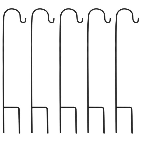 

hooks & rails 5pcs shepherd plant hanging hook gardening tool iron garden stake (black)