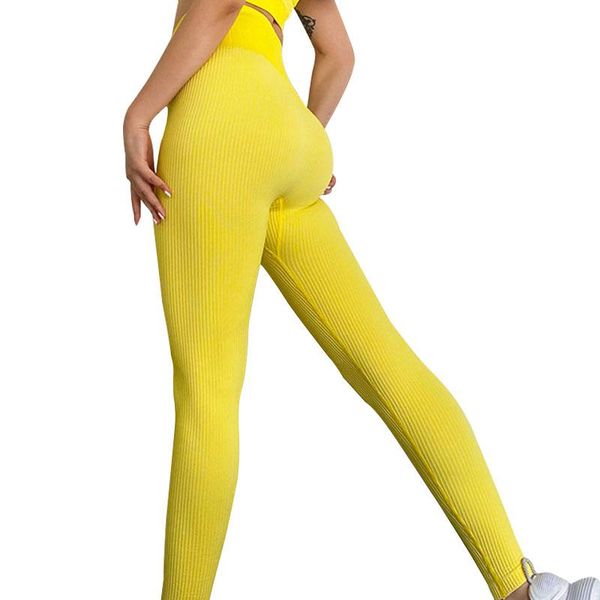 

yoga outfit fashion seamless leggings sport women fitness pants solid high waist elastic gym tight sports pant