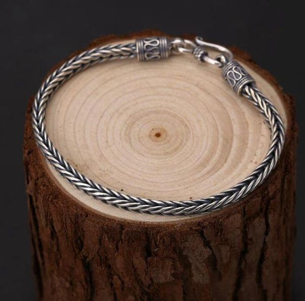 

link, chain men's bracelet retro simple weaving hand jewelry punk style rock party gift, Black