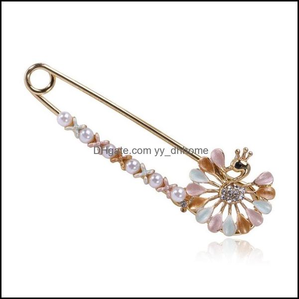 

pins, brooches jewelry 1pcs 23x72mm exquisite and peacock open screen pin wild atmosphere silk scarf buckle sweater fixing aessorise drop de, Gray