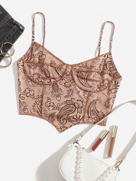 

paisley print asymmetrical hem cami w4ya#, White