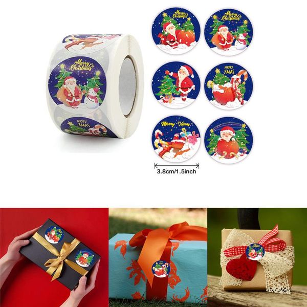 

gift wrap 500pcs/roll scrapbooking festival birthday party sealing stickers christmas sticker santa claus holiday decora label