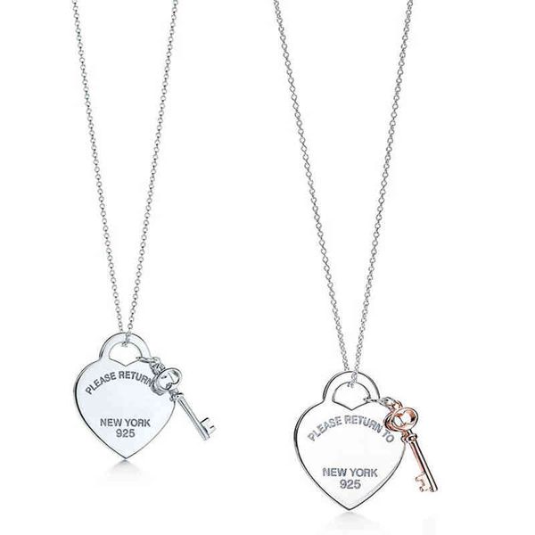 

original classic s925 sterling silver women's necklace, fashion love key pendant necklace, jewelry gift for girlfriend, y1204