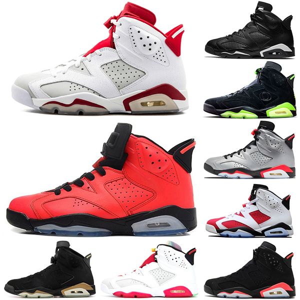 

original 6s basketball shoes 6 men mens alternate angry bull black cat carmine dmp hare infrared marron olympic oreo unc white infared sneak, White;red