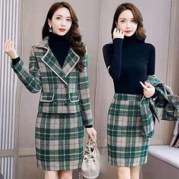 

sets of women tweed woman's garment elegant ladies jacket skirt define y361 rfe0, Black;gray