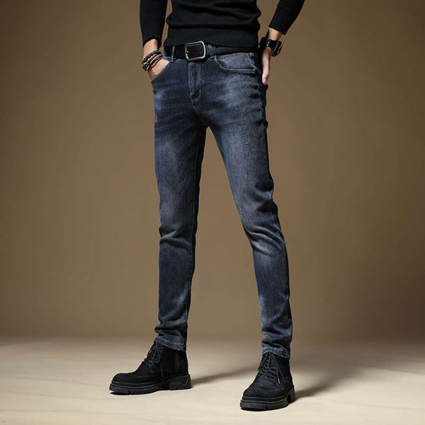 

autumn jeans straight tube korean stretch leisure pants youth trend men's slim and handsome fashionwinter, Blue