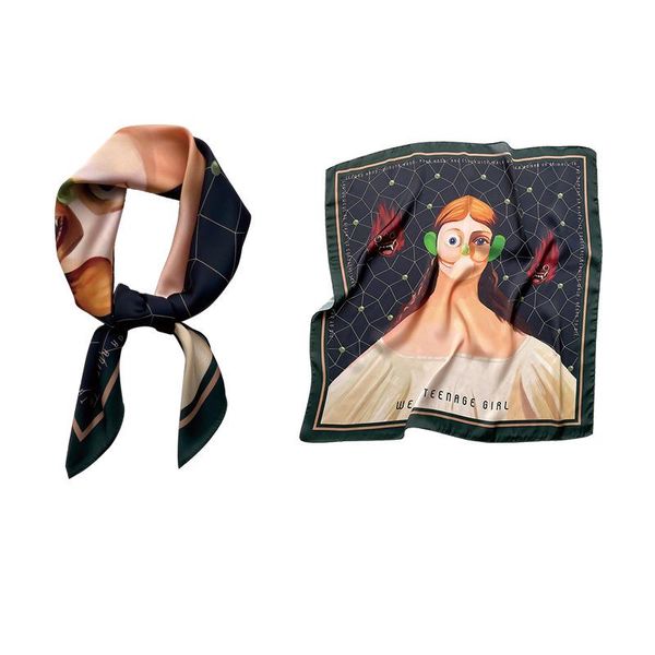 

scarves women's silk stain scarf geometric plaid square shawls and wraps fashion soft bags hijabs foulard neck snood, Blue;gray