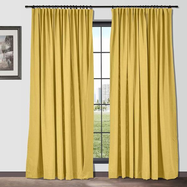 

curtain & drapes tape pleat solid cotton linen blackout chadmade custom curtains french light luxury in living room fabric