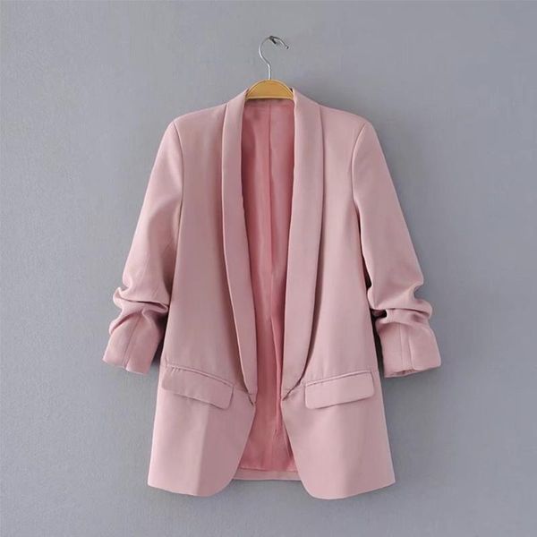 

women's suits & blazers spring autumn suit jacket solid notched collar nine quarter sleeve office ladies formal pockets nice coat for f, White;black