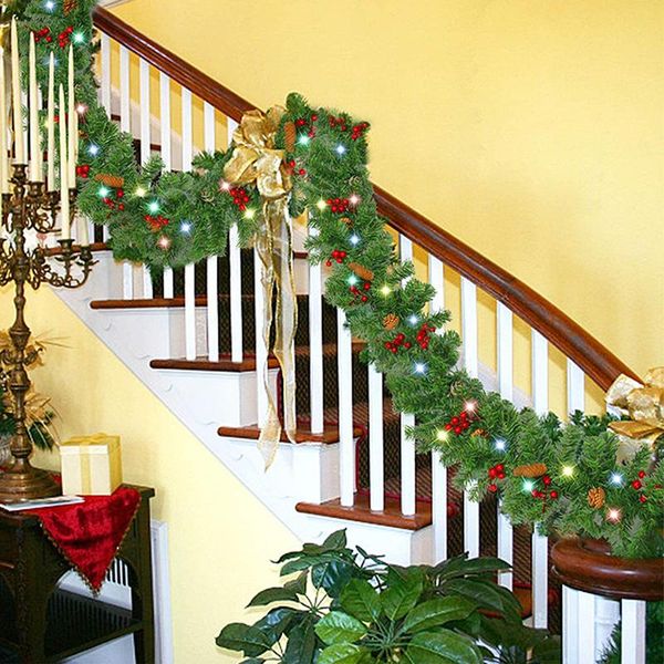 Decorações de Natal 2.7m ornamento artificial pinho cone rattan lâmpada decorativa pingente pendurado artware para casa lojas porta xmas ano