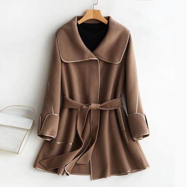 

women's wool & blends olomm 498y894 cashmere coat long sleeve luxurious customization gold/silver accessories thicken england style, Black