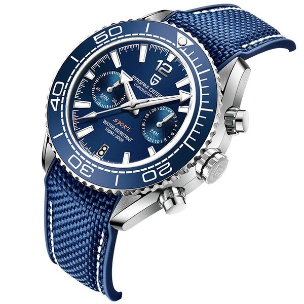 

wristwatches pagani design classic luxury quartz watch for men sapphire glass chronograph brand ceramic bezel 100m waterproof watches, Slivery;brown