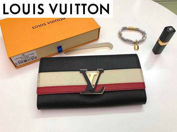 

brand designer purse luxury inqv m62133 card color fight leather cases compact long wallets holders chain wallet pouches key, Black;red