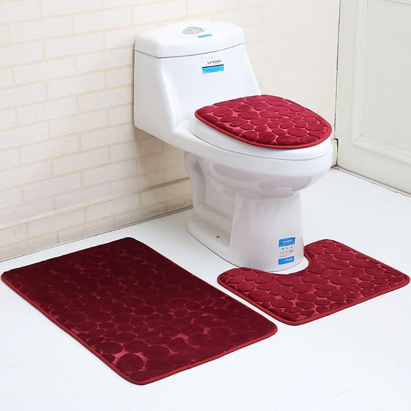 

bathroom non-slip pedestal rug + lid toilet cover bath mat seat covers
