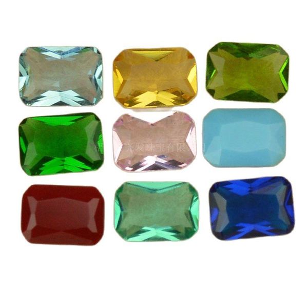 

other 50pcs/lot 3x5~15x20mm rectangle octangle cut mixed color lab created glass stone loose gems beads for jewelry ring face