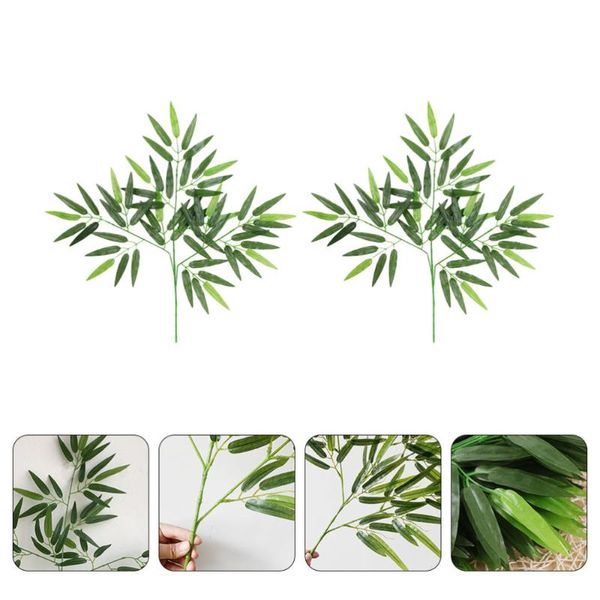 

2pcs decorative bamboo leaves artificial bamboo plant ornament home decor green