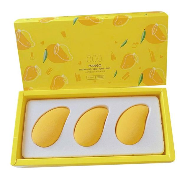 

sponges, applicators & cotton 3-pack cute mango shape dry wet cosmetic puff dual-use beauty egg makeup foundation cream concealer tool acces