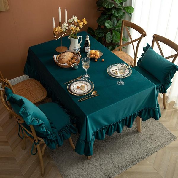 

table cloth pure color nostalgia series dutch velvet tablecloth high-end restaurant ruffle decoration multi-purpose