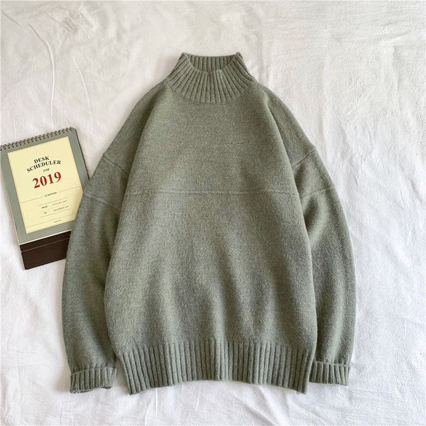 

2021 new winter sweater men's warm fashion solid color casual knitted pullover men wild knitting sweaters mens clothes -3xl w4pl, White;black