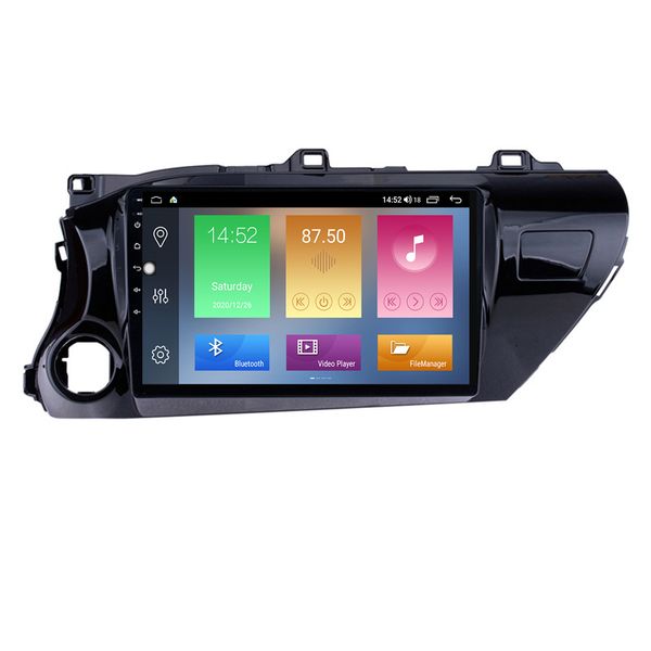 10,1-Zoll-Auto-DVD-Radio-Player für Toyota Hilux 2016–2018, Linkslenker, mit Lenkradsteuerung, GPS-Navigation und Android