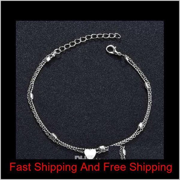 

jewelry anklets heart charm tassel multi layer ankle chain in gold silver ankle bra qylrdr luckyhat, Red;blue