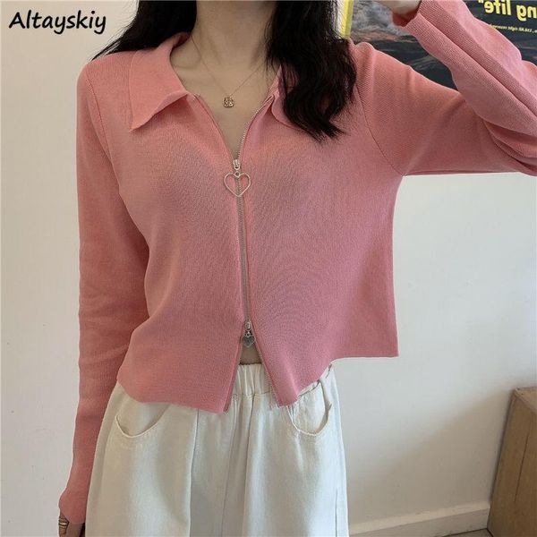 

women's knits & tees women cardigans solid turn-down collar trendy slim sweet candy colors leisure streetwear tender temperament korean, White