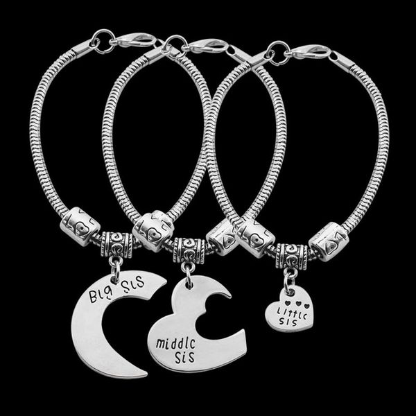 

bracelet little middle big sister letter love stitching bracelet, Golden;silver