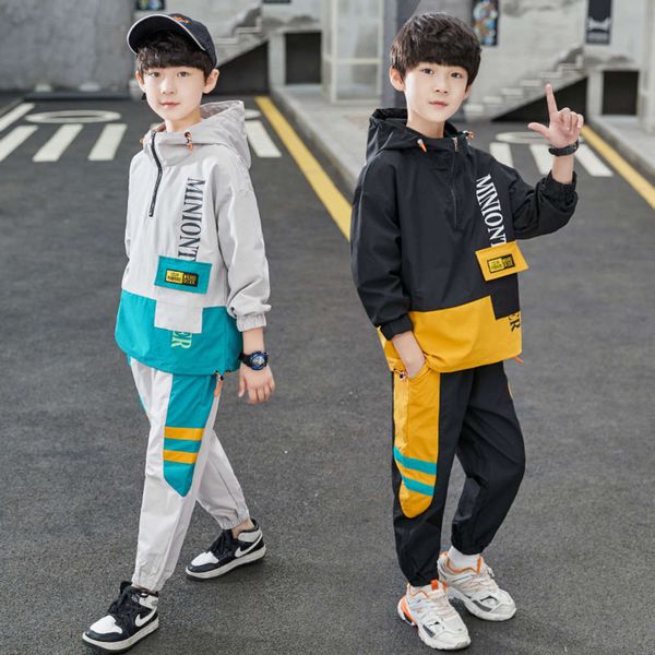 

2020 boys' autumn new clothing cuhk korean outdoor sports children's two piece suit fashion, White