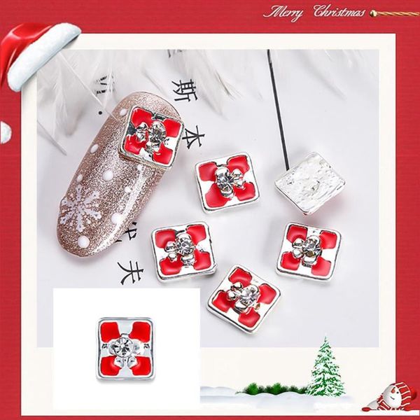 

10pcs diy snowflakes xmas tree design christmas metal diamonds nail stickers manicure art charming tool