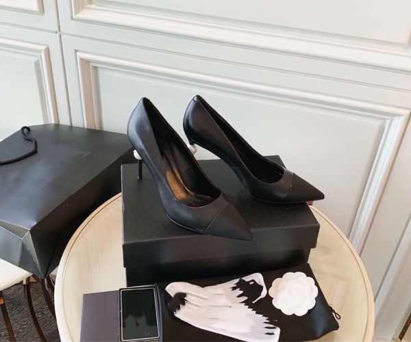 

dress shoes solid casual pumps women sandals denim pointed toe buckle strap genuine leather non-slip high heels female, Black