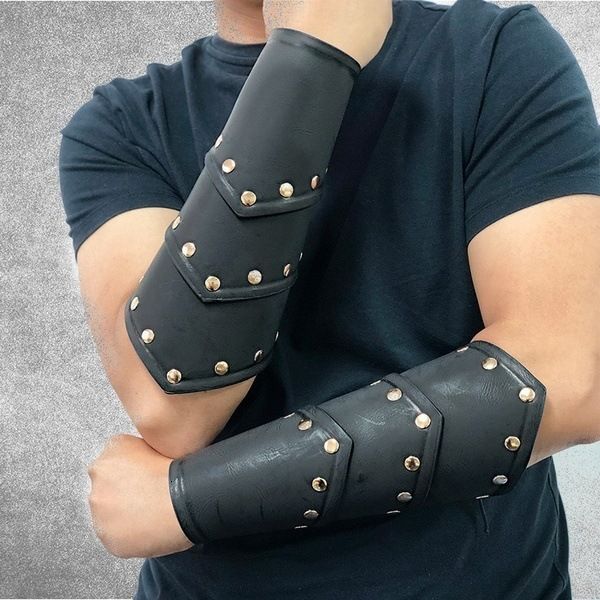 

medieval steampunk wide leather bracelet for men