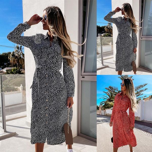 

casual dresses plus size women dress autumn long sleeve mid-long style waist-controlled korean elegant fashion commuter ladies, Black;gray