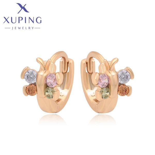 

hoop & huggie xuping jewelry lovely arrival gold color earrings for baby children a00823441, Golden;silver
