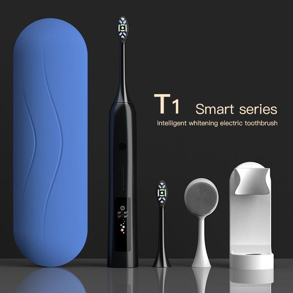 

smart electric toothbrush touch switch sonic lcd screen timer brush wireless charging tooth brushes replacement heads set